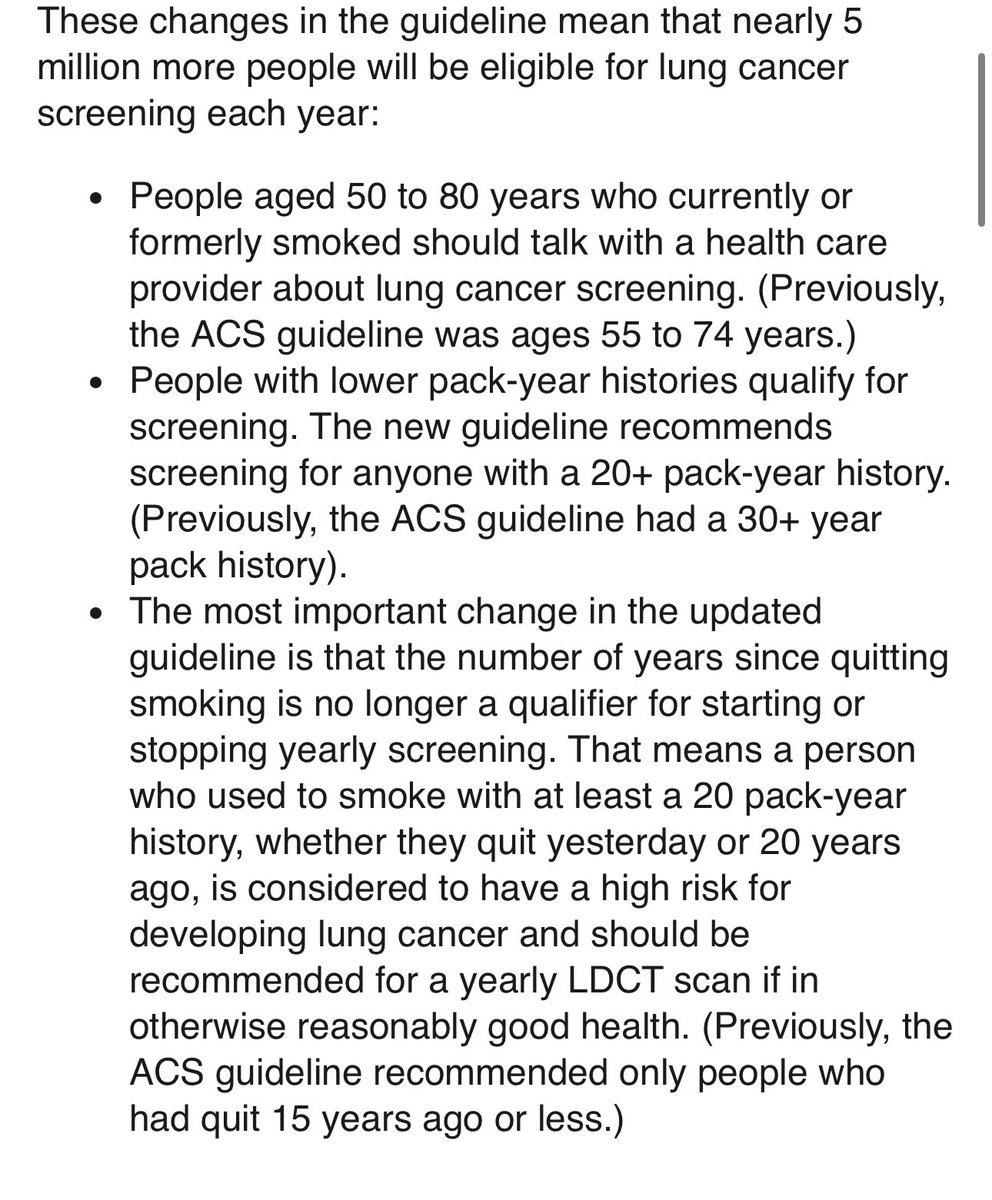 tmprowell's tweet image. #MedTwitter. Calling all current/former smokers &amp;amp; those who ❤️ them. New #LungCancer screening recs. 

🔑: If you’ve smoked 20+ pack-yrs (see 📸), even if you quit 20y ago, ask your doctor about a yearly low-dose chest CT scan to detect cancer early. #lcsm wapo.st/40ipdcQ