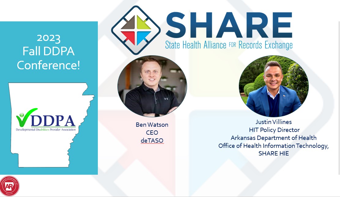 Inspiring moments at AR Developmental Disabilities Association Provider Conference (DDPA)! 
Ben with Detaso & Justin spoke about #HealthInformationExchange & EMR integration to the DDPA members. Highlights:Cutting-edge EMR & HIE solutions & reducing provider burden! #partnerships