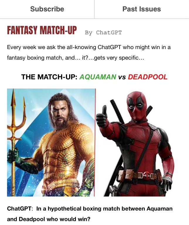Who ya got!? 

Aquaman vs Deadpool in a boxing matchup!?
Click below to see the breakdown in the Empire Newsletter

mailchi.mp/empireboxingen…