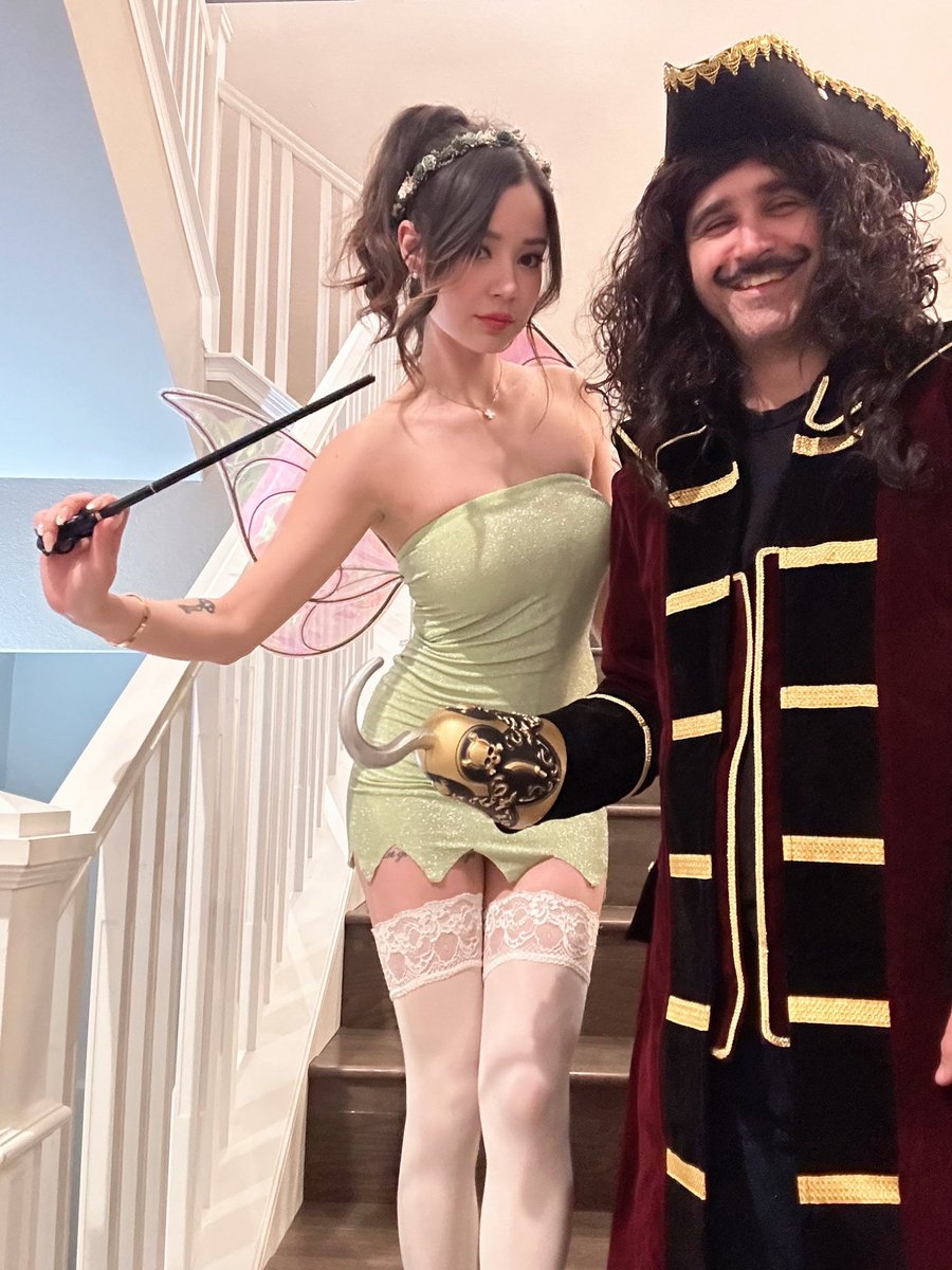 Yesterdays costume lol! Tinker bell and Captain Hook!✨🧚🏻‍♀️