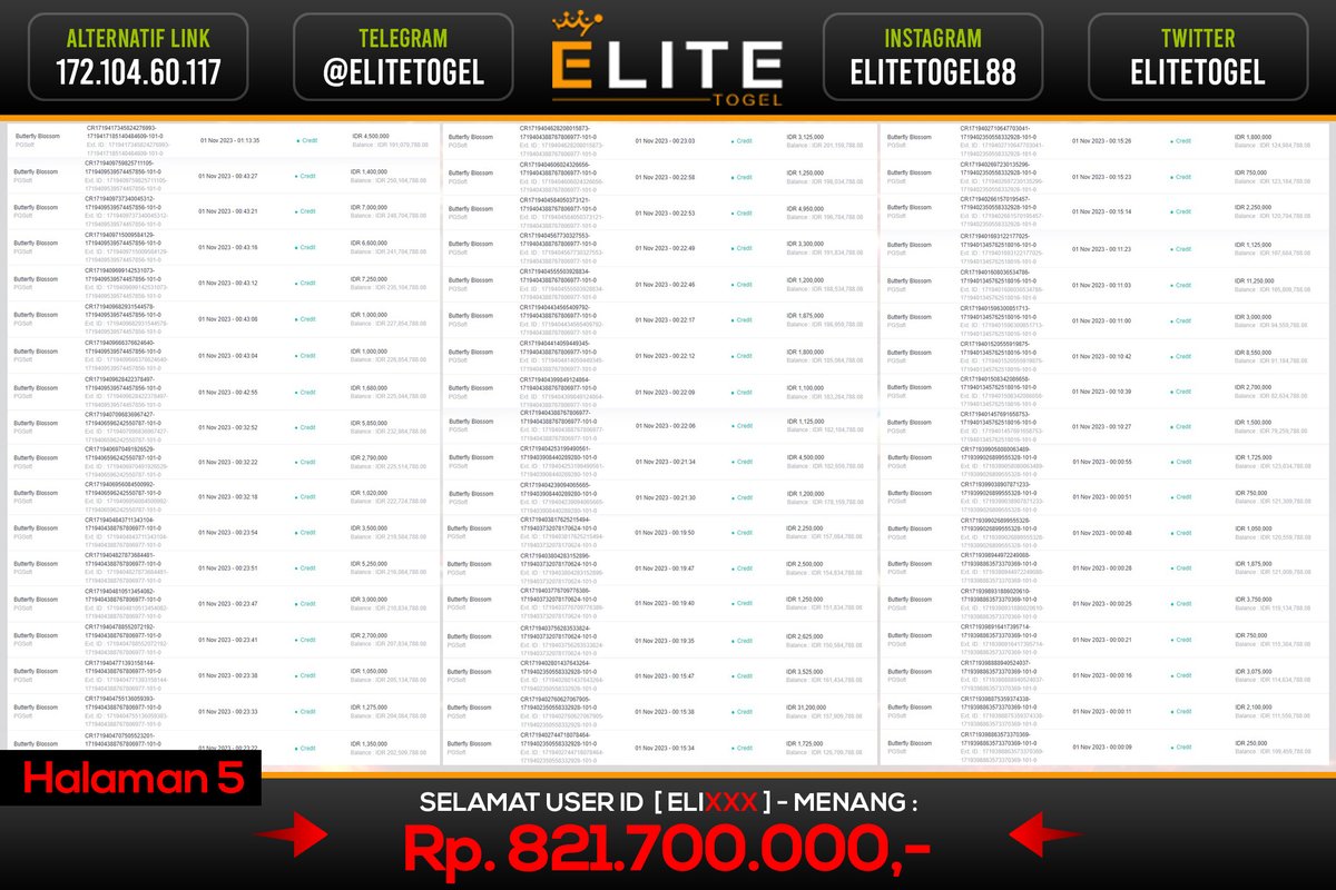 EliteTogel's tweet photo. MEGA JACKPOT ELITE !!  ( PART 2 )

Kami Ucapkan Congrats Teruntuk Member Setia User Id : ELIxxx
Telah Memenangkan Hadiah JACKPOT Sebesar 821 JUTA Pada Permainan SLOT Pada Tanggal 01 November 2023

Segera Ikuti kami untuk mendapatkan informasi menarik lebih lanjut! https://t.co/kaIWwNN7hY