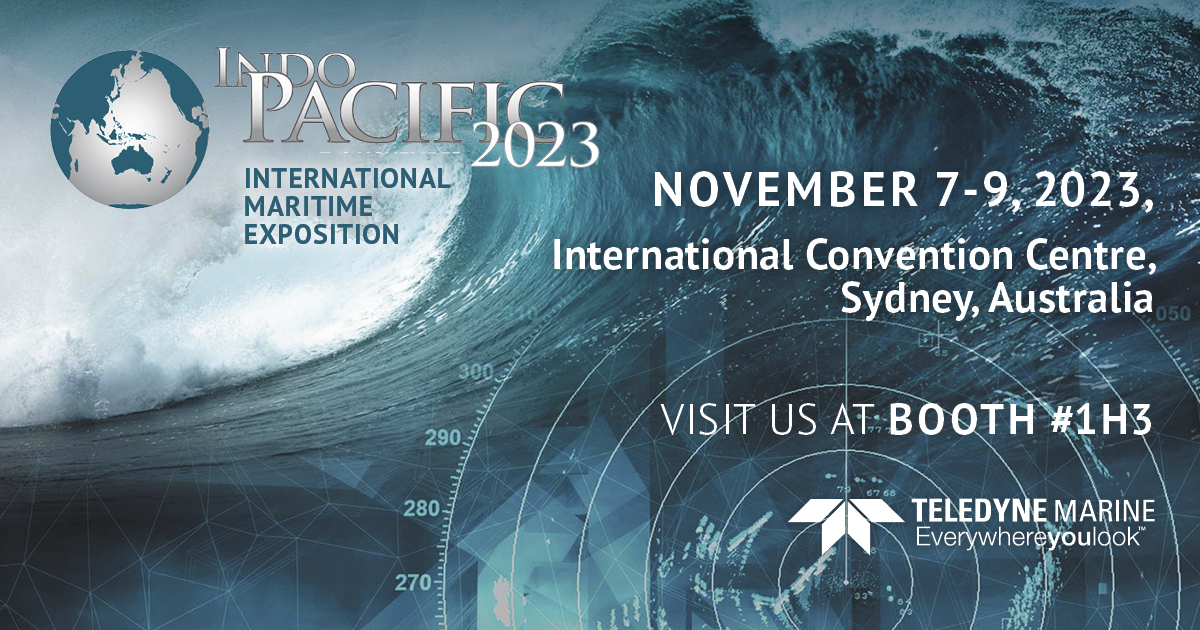 The Teledyne Marine team is in Sydney, Australia next week. See and learn about our latest technology for the #maritime and #defense communities at Indo Pacific, Nov 7-9, booth 1H3. bit.ly/3Q8vwfH
