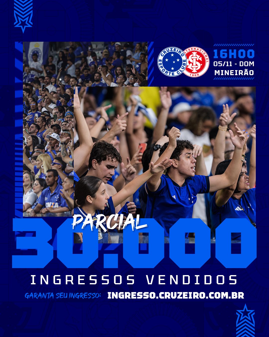 Cruzeiro Esporte Clube - Bom dia, Nação Azul! 🔵⚪🦊 #AMANHÃTEMCRUZEIRO e o  Mineirão será todo POPULAR mais uma vez! Os ingressos para a partida entre #Cruzeiro  x Vasco, continuam à venda hoje