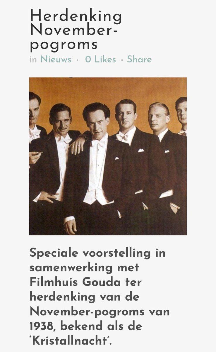 9 November organiseren het Gouds Metaheerhuis en Filmhuis Gouda een speciale voorstelling van de film Comedian Harmonist ter herdenking van de november pogroms (Kristalnacht) 1938. 

Meer info? ➡️ goudsmetaheerhuis.nl/3295-2/