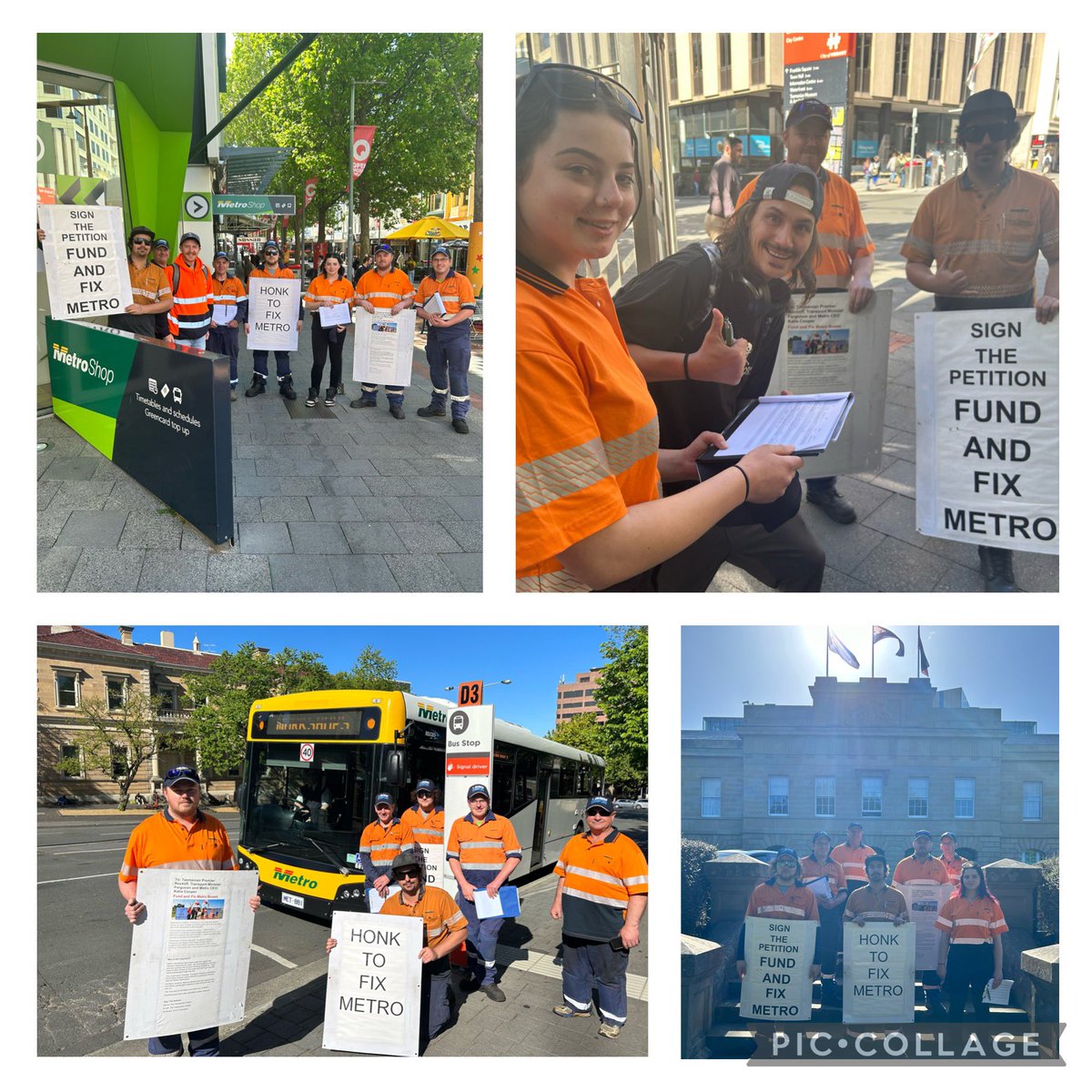 Mechanics from @metro_tasmania took to the streets of Hobart yesterday on strike. The horror stories we heard from people impacted by our dysfunctional public transport made us even more determined to ensure the State Government and Metro ‘Fund, Fix and Save Metro’ #politas