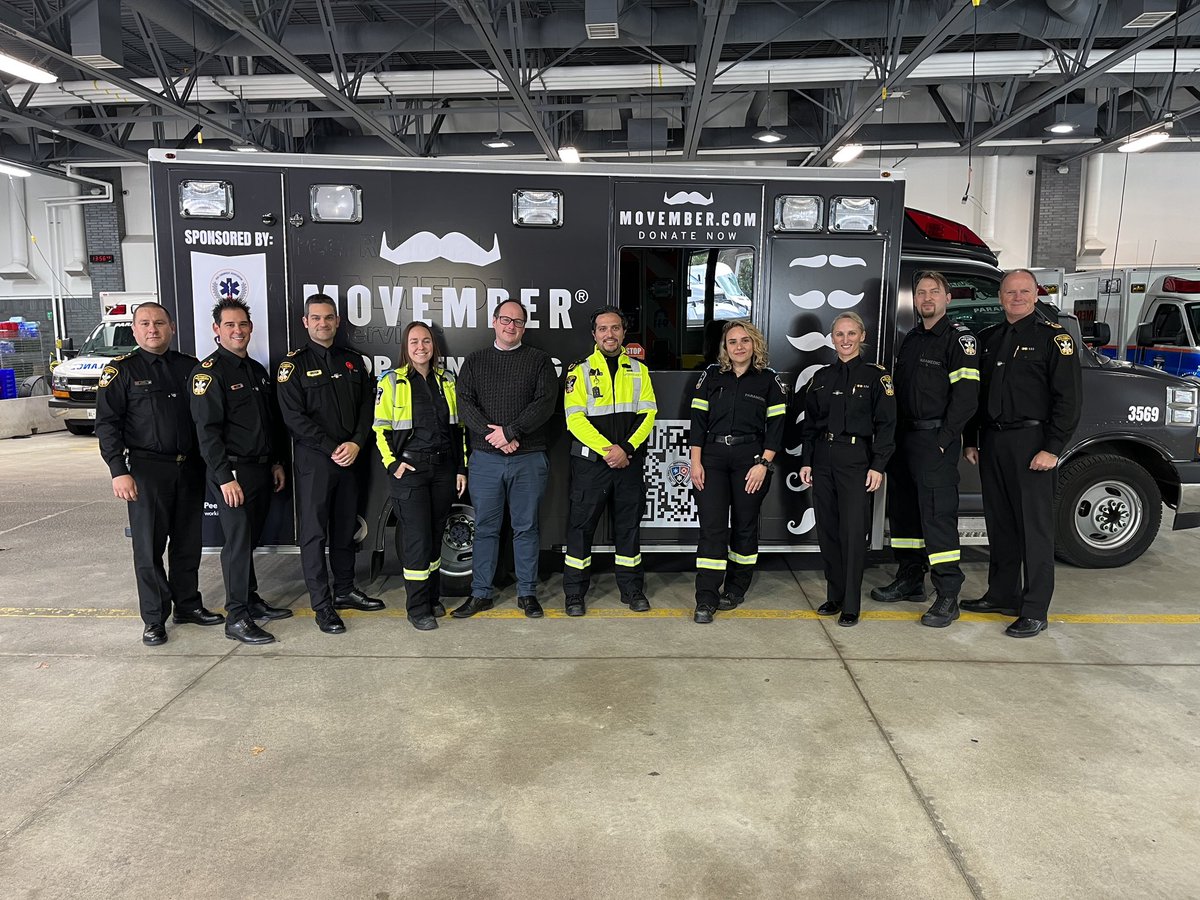 Peel_Paramedics's tweet photo. Peel Regional Paramedic Services is proud to partner this year with the @ParamedicAssoc @OPSEU277  and the @peelemsfund to bring awareness to men’s cancers #movember @MovemberCA https://t.co/zXXPyDL6WQ