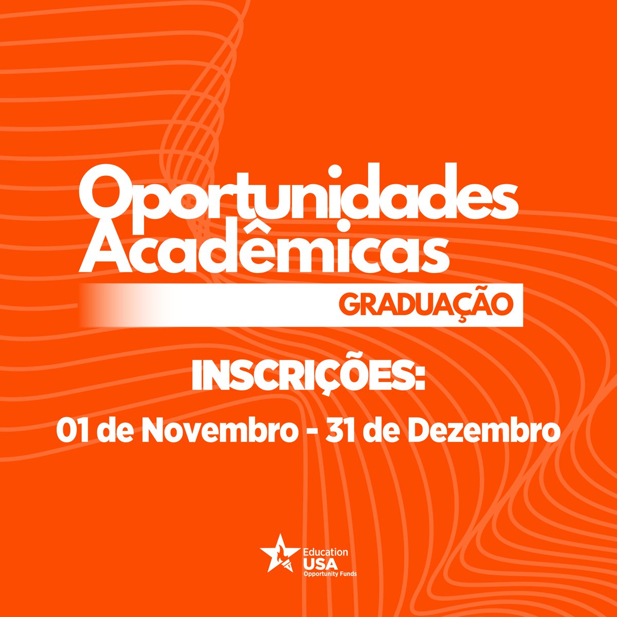 Estão abertas as inscrições para o Programa Oportunidades Acadêmicas - Graduação que ajuda estudantes altamente qualificados, mas com recursos financeiros limitados, a se candidatarem para uma graduação em uma universidade dos EUA. Inscreva-se até 31/12: bit.ly/3hVpd0j