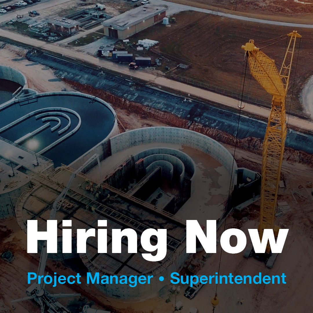 We're looking to add project managers and superintendents involved in large-scale projects in the infrastructure, water, power, and industrial markets. Job locations include Tennessee, Texas, Alabama, and more. ow.ly/15pZ50Q3g95.