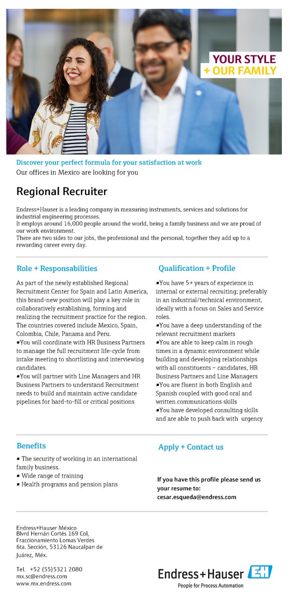 Endress_MX's tweet photo. Endress+Hauser Mexico is looking for you! https://t.co/Jrw4iNIzdh