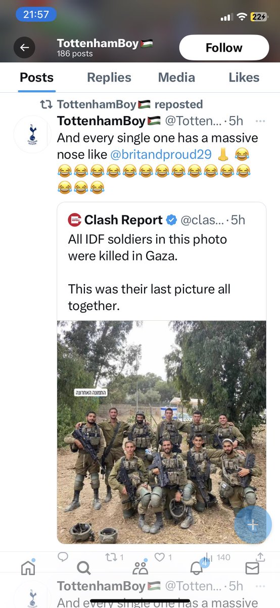 jamesW705's tweet photo. .@metpoliceuk .@SuellaBraverman  .@CST_UK .@antisemitism
 .@elonmusk This account is spewing #JewHate, targeting Jews and celebrating the massacre of Jews. https://t.co/BFhH8tBuEx