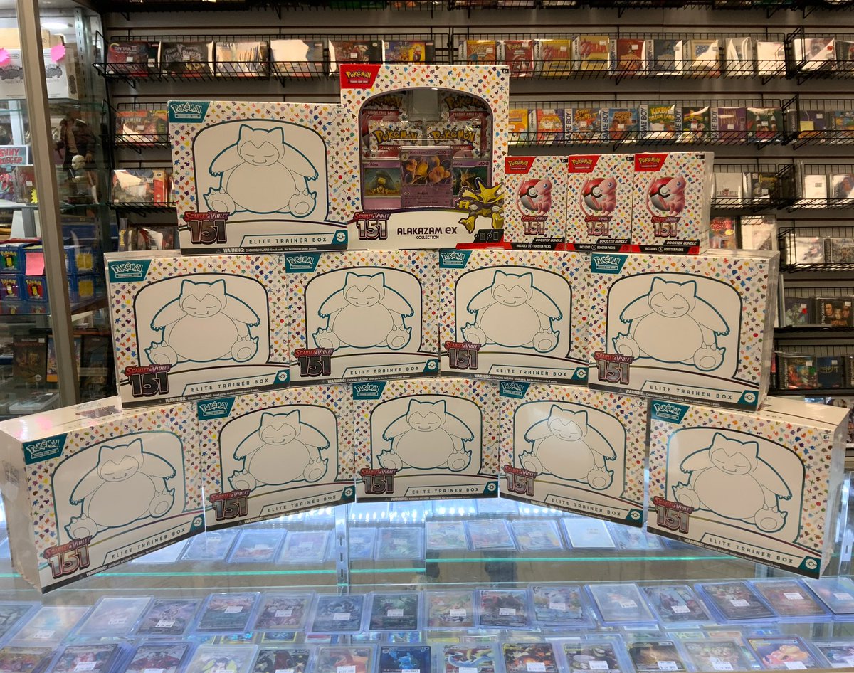 RetroReplaymd's tweet photo. We have a variety of Pokémon Cards in stock! The Pokémon 151 go as quick as they come in! Which ones do you collect? #pokemon #pokemonscarletandviolet #pokemon151 #pokemon151box #videogames #games #pokemoncards #pokemoncommunity #pokemontcg #pokemonboosterpacks #retroreplaybelair https://t.co/2kyE8UxuUD