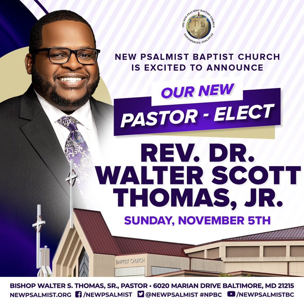 Randywe25's tweet photo. Super excited about this Sunday. Our Pastor-Elect @revthomasjr will be preaching this Sunday.  Join us Sunday November 5th #npbc #newseason #experiencinggod https://t.co/wYXvrZPRpr