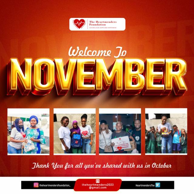 It's a new month and also a reminder that you all are special to us,
To all our #volunteers,
Partner Companies/Organisations.
We are wishing you, a month filled with #light and #Happiness
Thank you for all you shared with us in #October..
Let's continue to show #Kindness 
#HNM