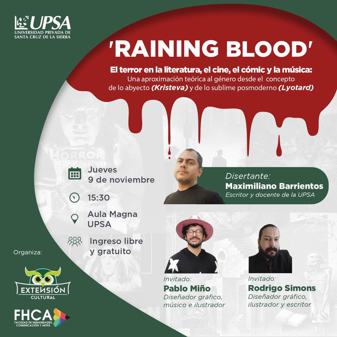 - Queridos amigos, los invito el próximo jueves al conversatorio sobre temas muy interesantes relacionados a todo lo que es el género del terror. 
- Aprovecharé para entregar los ejemplares a las personas que me han reservado y están por lincharme.