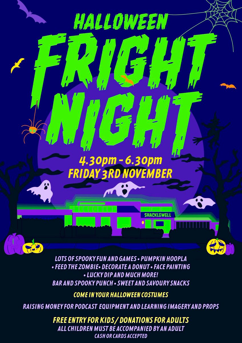 We can’t wait for FRIGHT NIGHT this Friday, 3rd Nov 4.30-6.30. Free entry for kids, donations welcome for adults. 👻 🎃