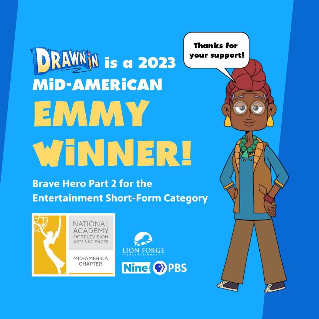 GameGuyNick's tweet photo. #Drawnin, an animation series made in collaboration with @lazuarts Entertainment, @LionForgeAnime and @NinePBS has won an #Emmy Award in the Entertainment category of Short Form Content!
LazuArts provided audio design, music and more to bring the series to life! Congratulations! https://t.co/iWO66mKjau