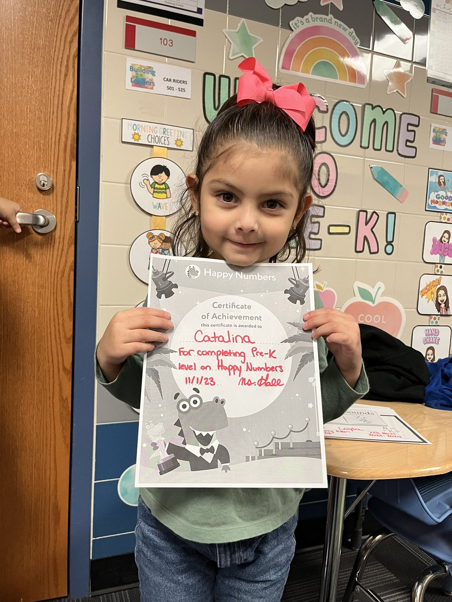 hallprek's tweet photo. Congratulations Catalina, Evalynn and Layla for finishing Pre-K math on Happy numbers! Time to start working on Kindergarten math! 💗 #prek #happynumbers https://t.co/LCyC2fEnUg