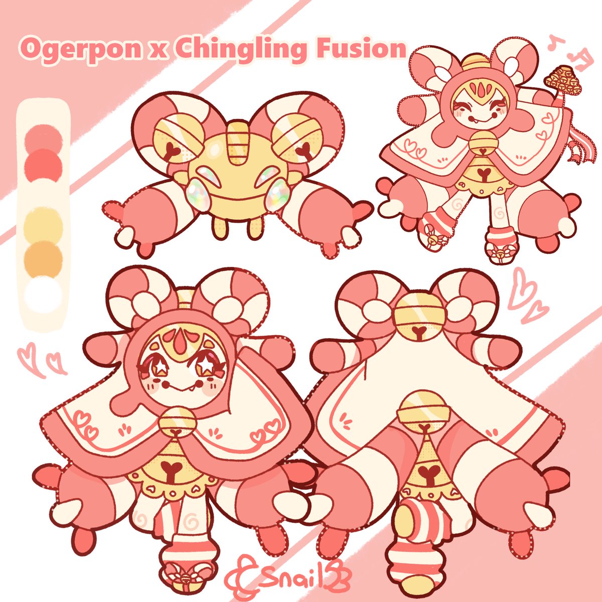 sunflowerssnail's tweet photo. Another Ogerpon fusion for @lemons_squeezie !! This time it’s Ogerpon X Chingling!! ☀️💛⭐️ https://t.co/Ak1qLNcYDS