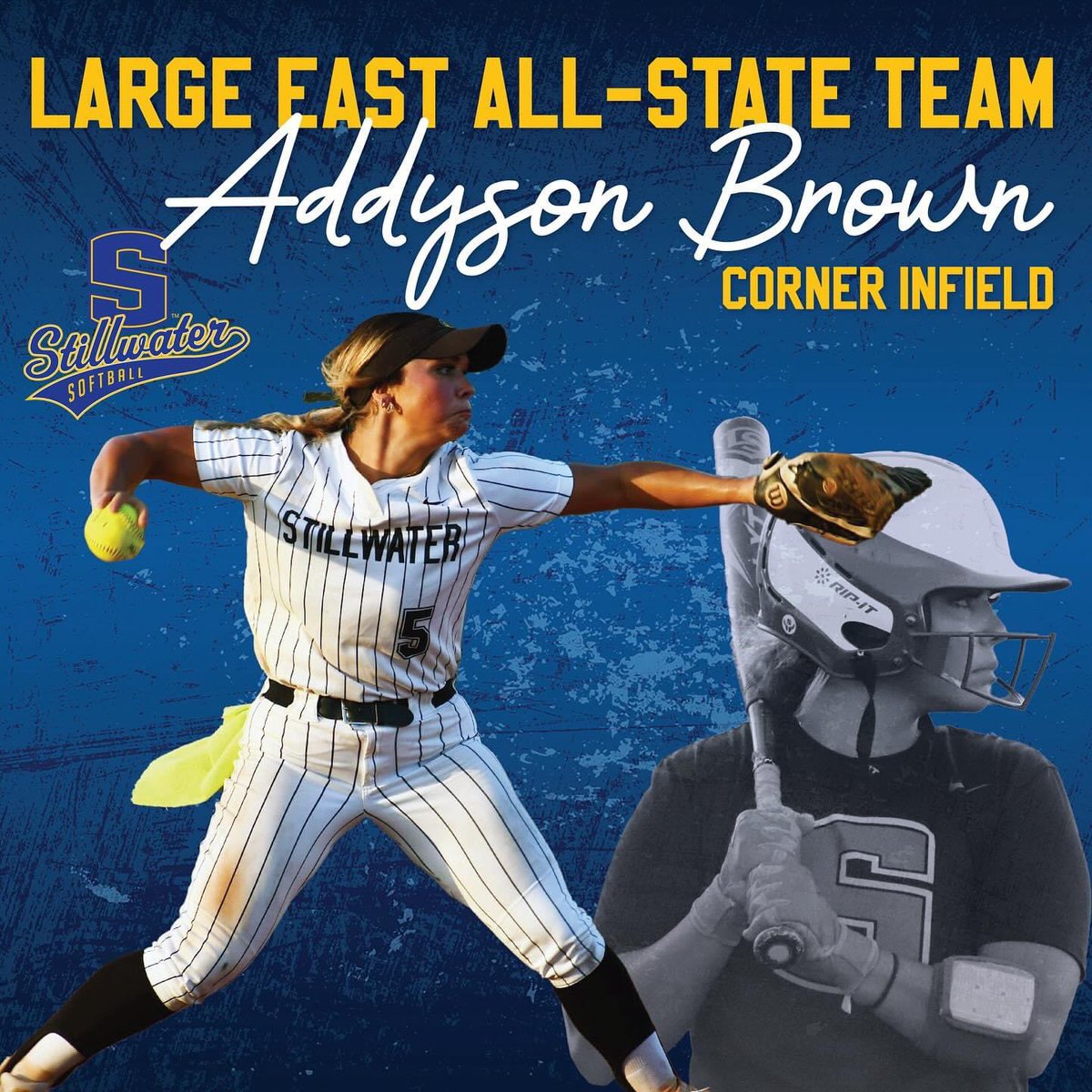 Super excited! Found out that I earned a Large-East All State Team selection! This is something that I’ve wanted and worked towards for a long time now. Thanks to all the coaches and teammates who have pushed and supported me throughout my time with <a href="/LadyPioneers1/">Stillwater Softball</a>.