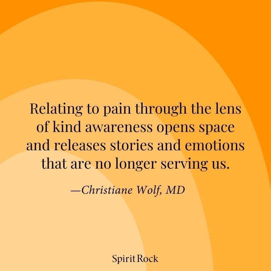 Relating to pain through the lens of kind awareness opens space and releases stories and emotions that are no longer serving us.

-#ChristianeWolf, MD

#emotions #feelings