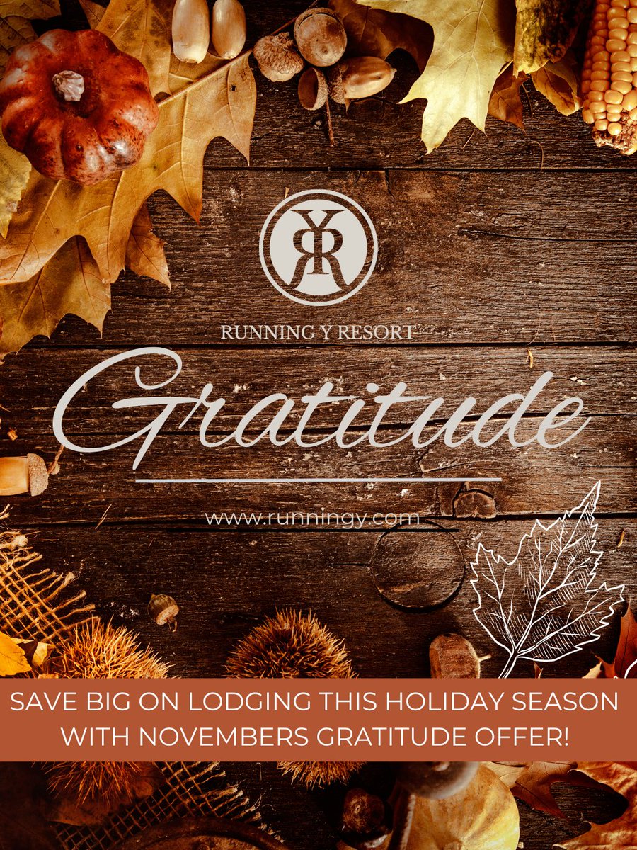 November is a month of Gratitude and Gatherings.
Join family, friends and all of those you are grateful for at the Running Y Resort this Holiday Season and truly experience those you are grateful for.
be.synxis.com/?&hotel=67897&…