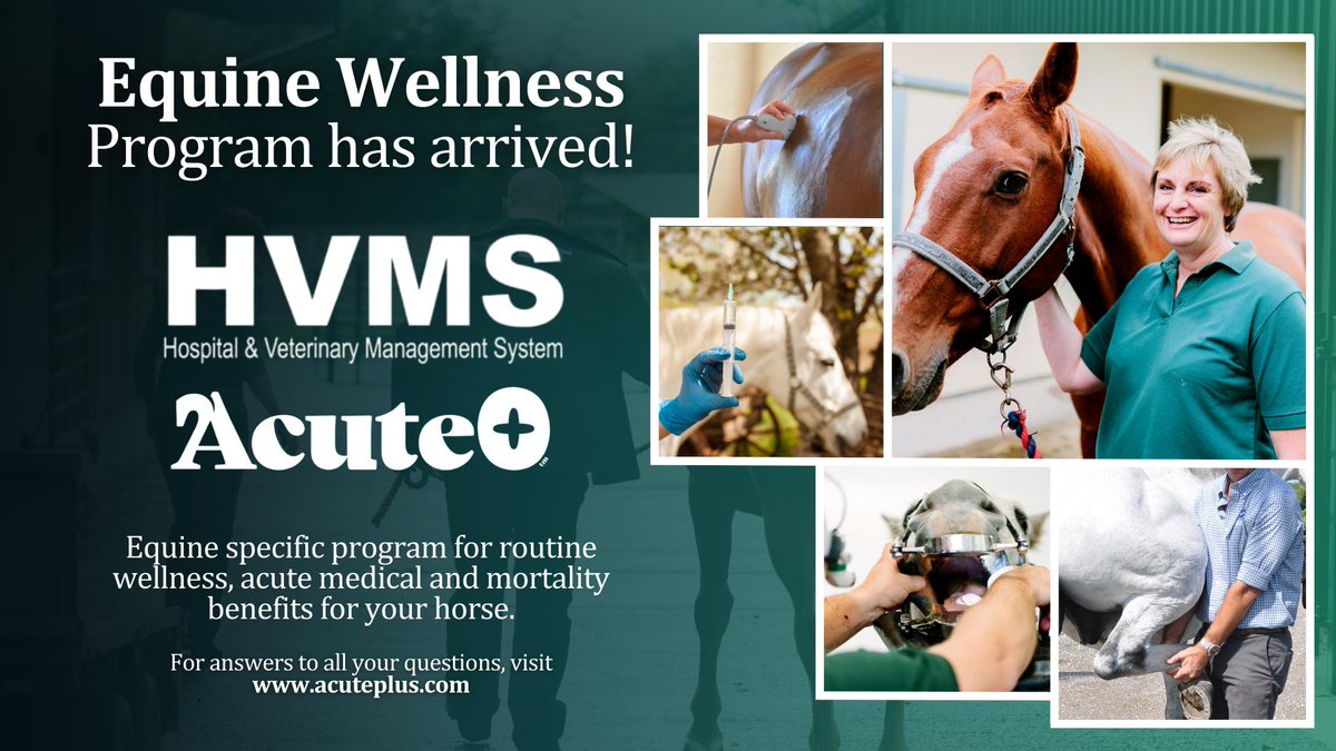 Exciting News! The Equine Wellness Program Has Arrived!

An equine-specific program for routine wellness, acute medical care, and mortality benefits for your horse, brought to you by HVMS in partnership with @AcutePlusProtection

Learn more via: hvmssoftware.com/marketplace-ac…