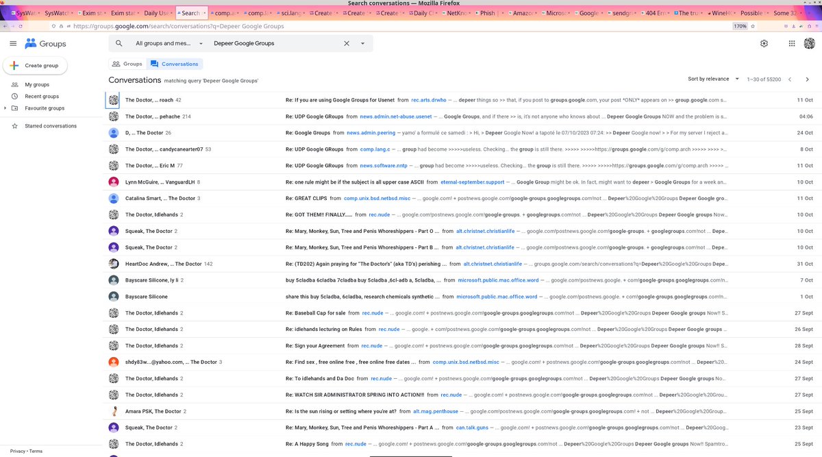 dsyadallee's tweet photo. #googlespam https://t.co/BXL4sCN9tq @google @googlegroups houses too many #usenet #spam #trolls https://t.co/Rk4SqK56O6 .Get ethical #Usenet service from https://t.co/rsvsoQ6UH1 using #VPNs https://t.co/ayWpVlJ5lp abandon your @gmail
account and #googlegroup access #googlespams https://t.co/HXDHSFVUz6