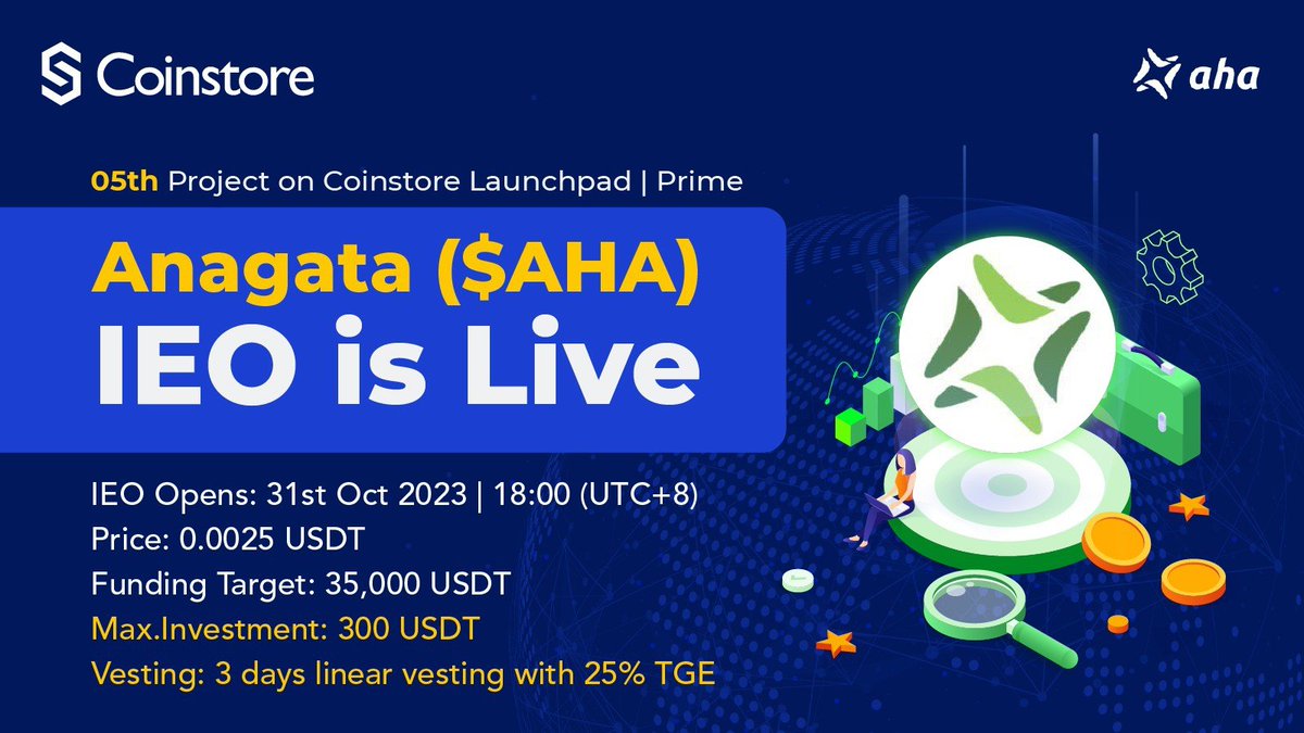 Get ready for another success story.
Anagata ($AHA) is shining bright on <a href="/CoinstoreExc/">Coinstore</a> Prime's Launchpad. 
With 300 days of consistent bullish trends, this project is taking the crypto world by storm.