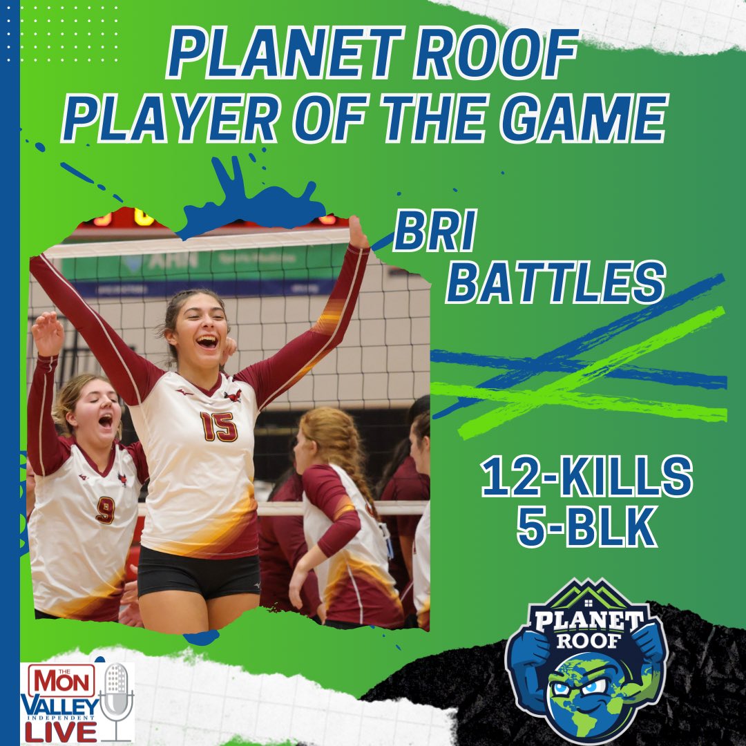 live_mvi's tweet image. The Eagles Win a 5 set thriller as they punched their ticket to the 1A title game! Planet Roof Player of the Game Bri Battles in her first season of HS Volleyball was a force all night long!