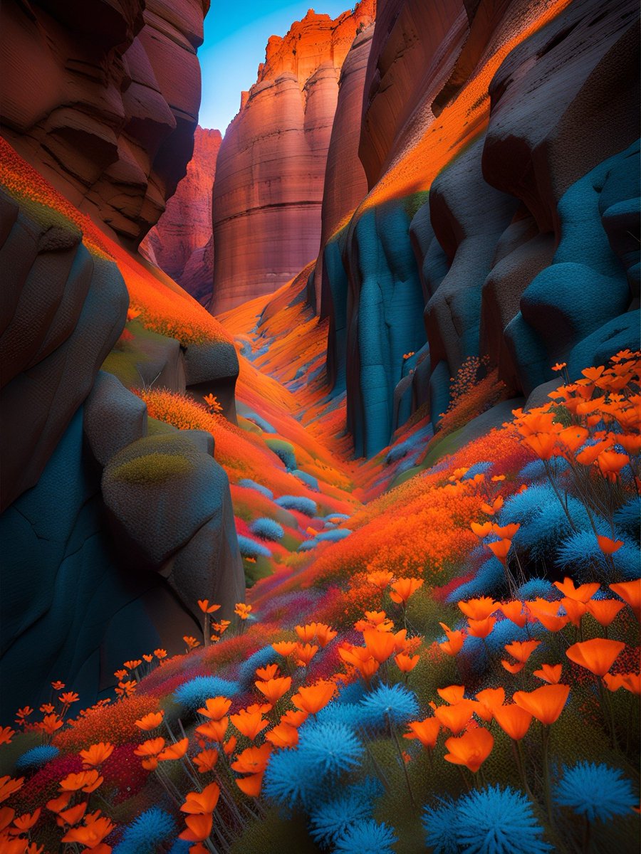 JayKay65220066's tweet photo. Canyon covered in flowers 

#AIart #aiartcommunity #AIArtwork #Digitalart #Wednesdayvibe #Wednesdaythought #Wednesdaymotivation #Wednesdayfeeling #humpday #etsy #Wednesdaythought #Wednesdaywisdom #illustration #beautiful #creative #Wednesdayvibe #November #Newmonth https://t.co/DojHGEIlVs