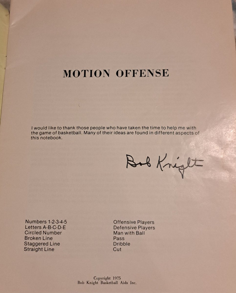 JSTEINO's tweet photo. This Motion Offense Book has a whole new meaning tonight! Got it from my HS Coach! Coach Knight signed it at the @IowaBCA Clinic a few years ago! @BobKnightLegacy @IndianaMBB @TexasTechMBB #MotionOffense #RIPCoachKnight https://t.co/GDJVIu7L4a