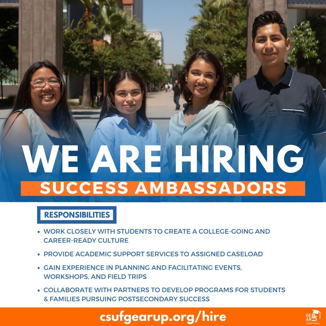 Want to make a difference in students' lives?  Join our team as a Success Ambassador and help provide top-notch support services that keep our students motivated and on track 🎓🌟 To apply, follow the link in our bio. Don't delay, applications close 11/12! 📚 

#JoinOurTeam
