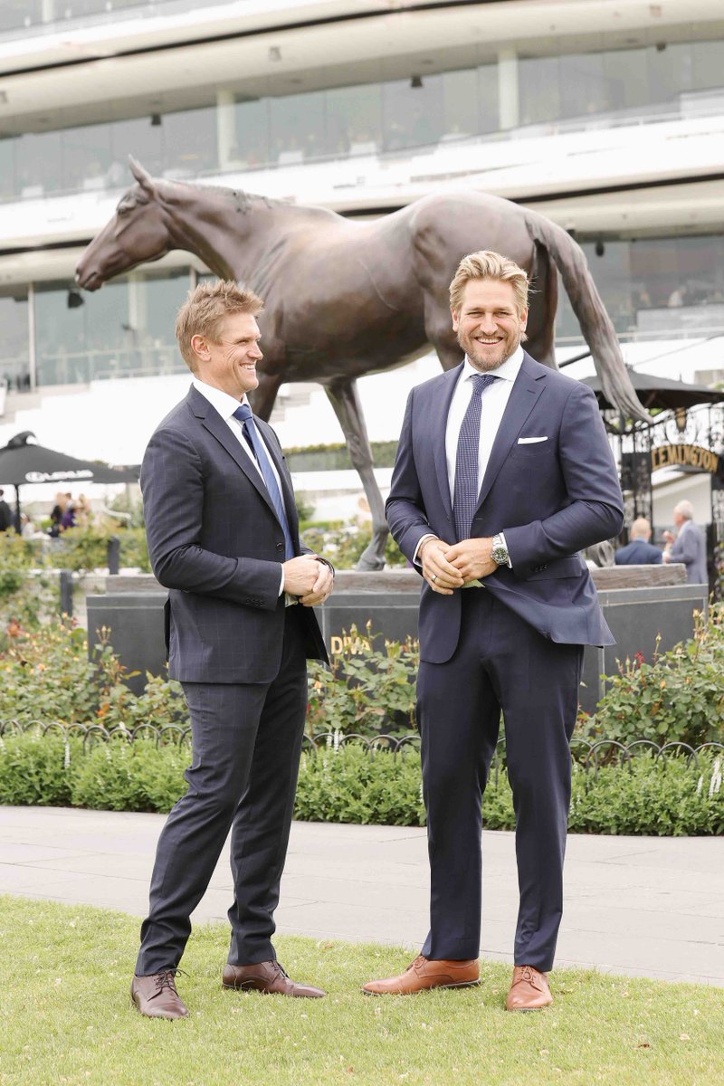 Horsing around with my brother @mrlukestone at the @flemingtonvrc Birdcage for the @MelbourneCup this year! Get your last-minute tickets here to join us: vrc.com.au/products/2023-…