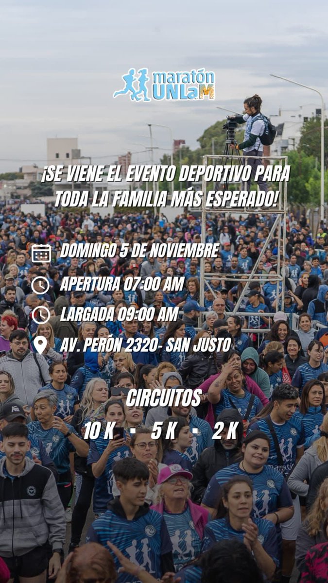 Este domingo 5 de noviembre llega el evento deportivo familiar más esperado del año… llega la maratón UNLaM.
Los esperamos !! 💚🧡

.más info ⬇️

#unlam #maratonunlam #unlamdeportes