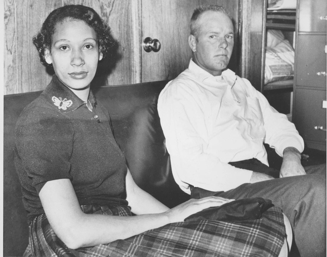 fasc1nate's tweet image. At 2 AM on July 11, 1958, newly married couple Richard and Mildred Loving were abruptly awakened in their bedroom by a Virginia sheriff. 

The sheriff questioned Richard, a white man, asking, "What are you doing in bed with this woman?" 

Mildred, a woman of both Black and…