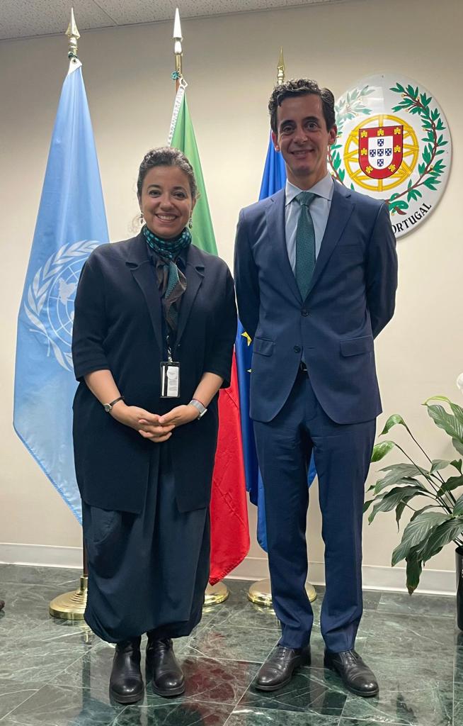 🇵🇹DPR Jorge Aranda met with @UNOSSC Director @Dimaalkhatib1 following her participation at the 8th International Meeting on Triangular Cooperation in Lisbon to deepen collaboration on South-South and Triangular Cooperation in NYC, as innovative tools to accelerate @TheGlobalGoals