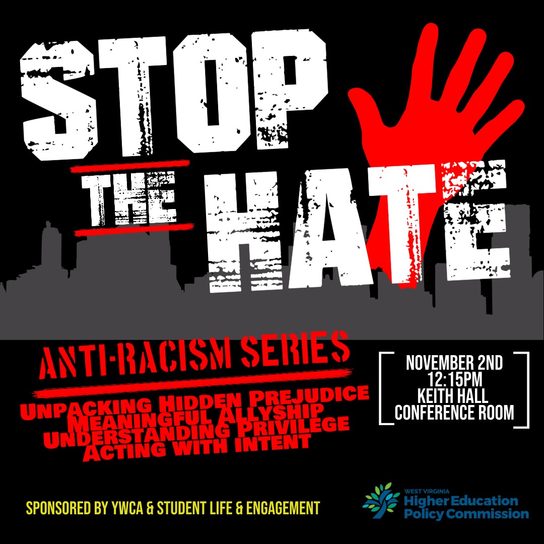 WVStateORSS's tweet photo. Join us in the Keith Hall Conference Room tomorrow at 12:15pm for a much-needed discussion about race relations. See you there! https://t.co/p9HHfKt2Hg