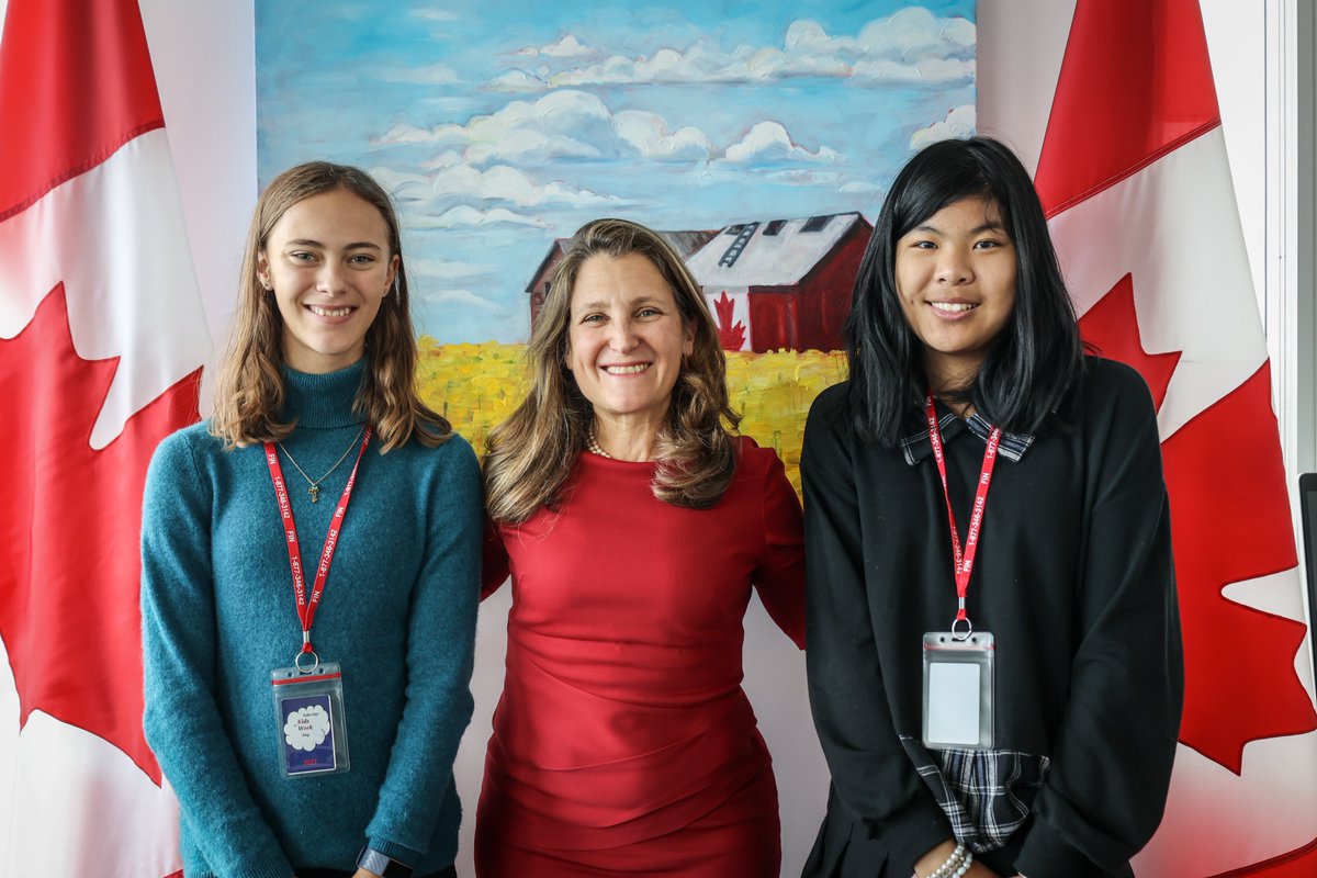 cafreeland's tweet photo. It’s #TakeOurKidsToWorkDay for families at @FinanceCanada, and I had the opportunity to meet some of our young visitors, including Beatrice and Ada, and show them around my office and Parliament Hill today! https://t.co/hx9JIa8QFW