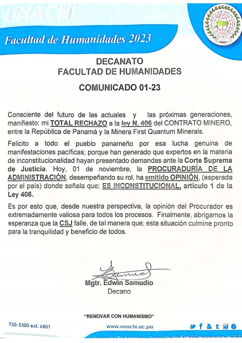 Edwinsamudio02's tweet photo. Como Decano de la Facultad de Humanidades, UNACHI, no me puedo quedar callado ante la situación del país. https://t.co/uT189f92Si