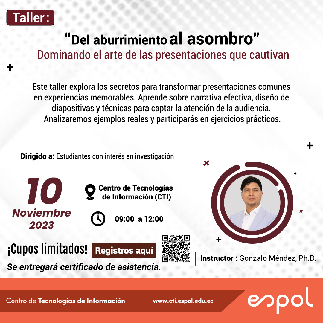 🌟 ¡Prepárate para una experiencia increíble! Las inscripciones para nuestro primer taller están oficialmente ABIERTAS. 📷 No te pierdas esta oportunidad de aprender a transformar tus presentaciones.  
Inscríbete aquí: bit.ly/CTI_01