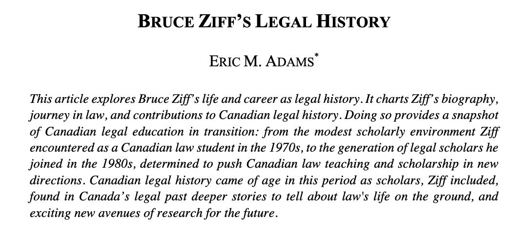 This article is a captivating exploration of Bruce Ziff's life, career, and contributions to the law. Explore the vibrant narrative of Canada's legal history and how it interconnects with new horizons in legal teaching and scholarship.