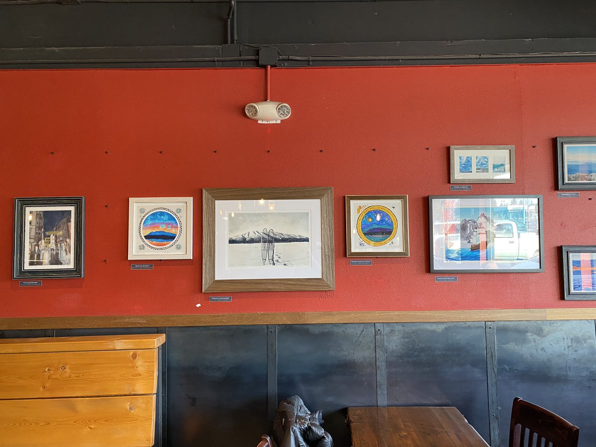 907afa's tweet image. Displaying my art for a month at Kaladi Bros coffee