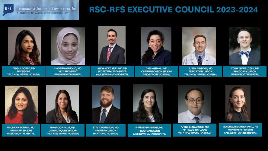 A warm welcome to our new outstanding RSC RFS Executive Council for this upcoming academic year!. Looking forward to exciting new events this year. Stay tuned.#MedTwitter #radiology #radRes #futureRad #irRads #MedEd #iRad #RadDiscord