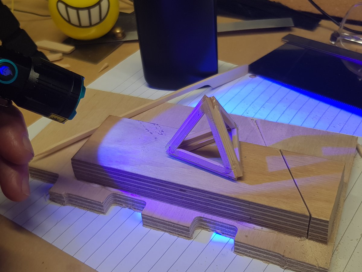 mechanismobot's tweet image. #makevember
scrappy 60 degree mitre block and some tiny woodwork.  also mucking about with UV epoxy.