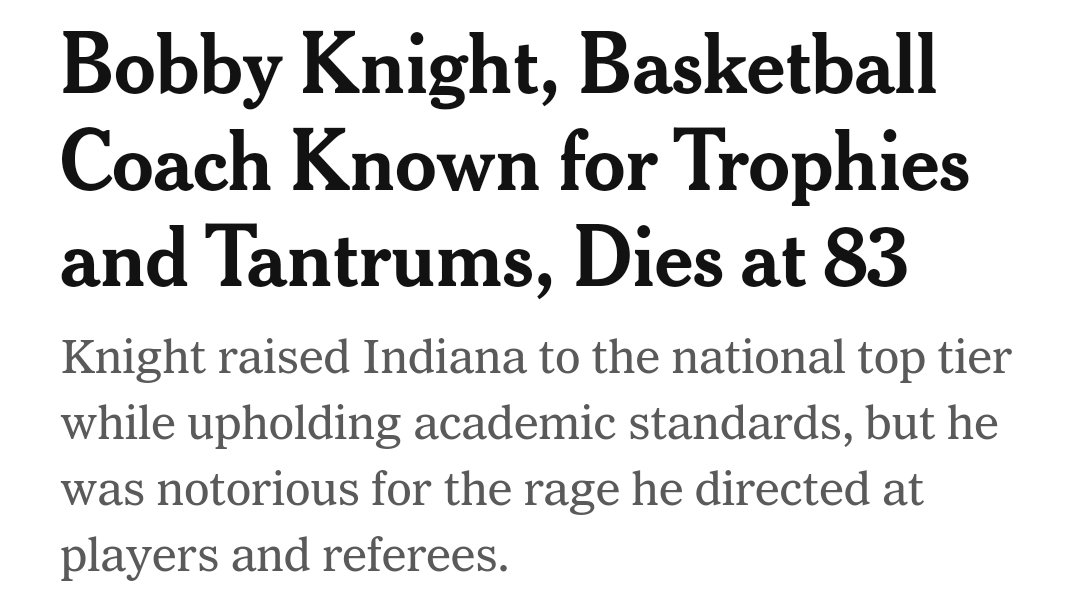 Bobby Knight, Basketball Coach Known for Trophies and Tantrums