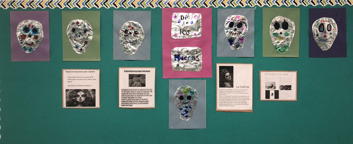 Collaborative inquiry on Dia de los Muertos (Day of the Dead) which is a Mexican holiday where they honour their ancestors with a sugar skull and ofrenda (offering) @PDSBFernforest