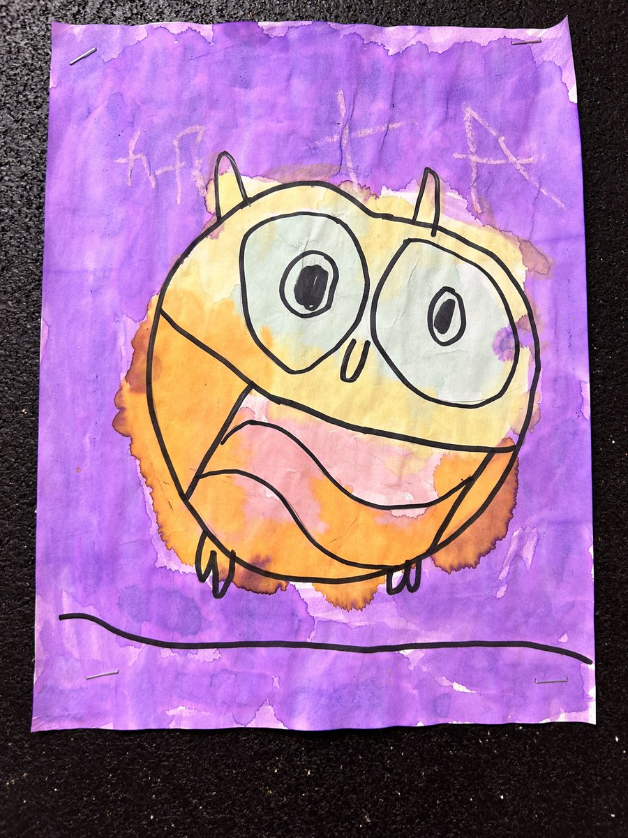 What a ‘hoot’ !! Students in KC <a href="/StirlingPS/">Stirling PS</a> did these amazing water colour paintings from a step by step drawing #kindergartenart #youngartists #christmascardfundraiser