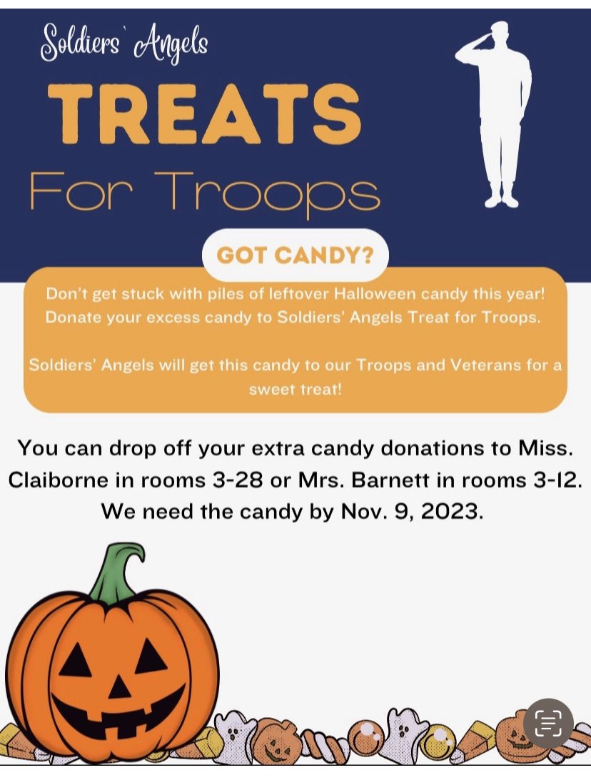 Want to donate to a “SWEET” cause?, Do you have leftover Halloween candy? Help Heritage Middle School support our troops. Donate your candy to HMS.
