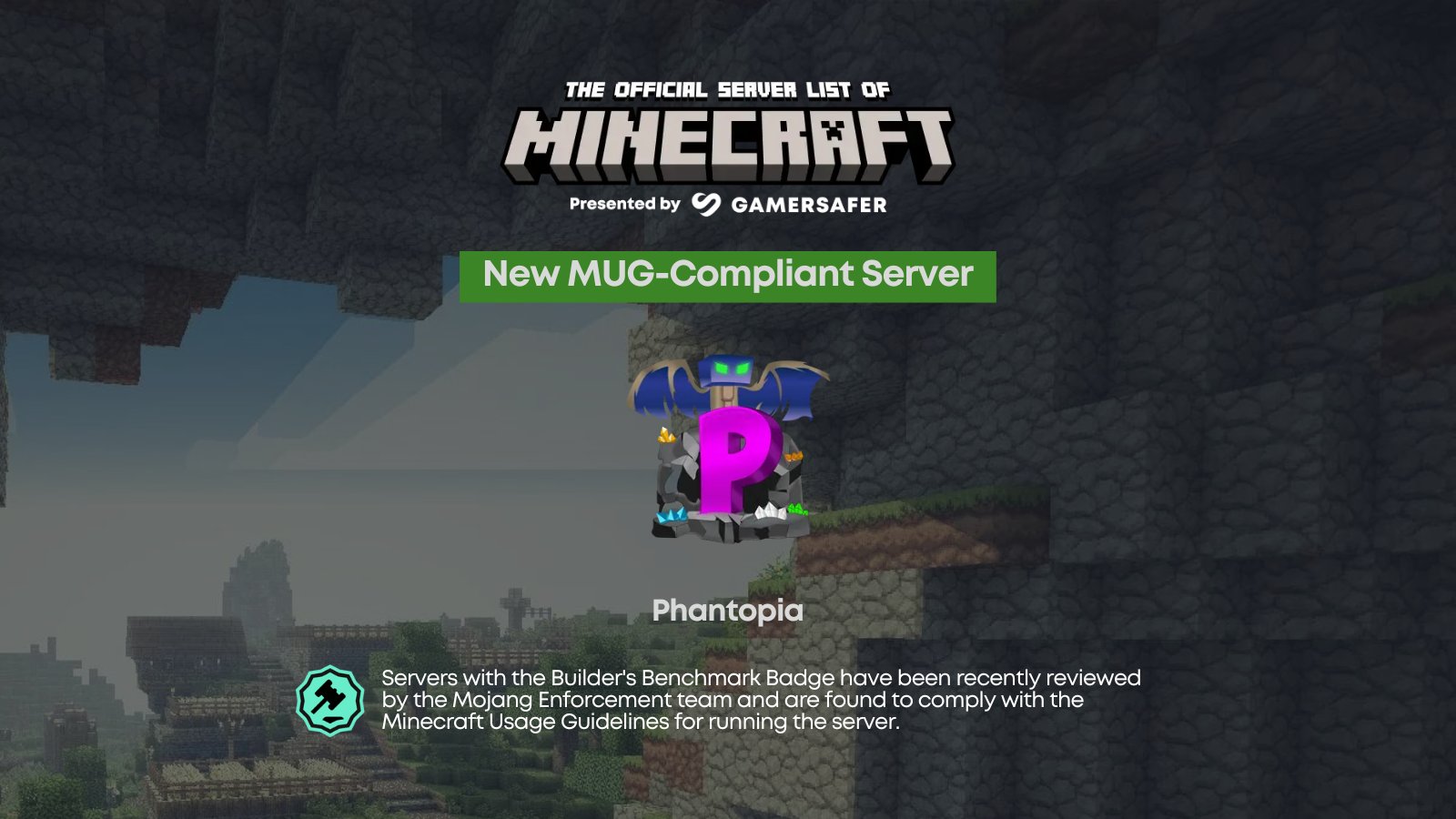 GamerSafer on X: It's Minecraft time! Congrats Phantopia for joining  @FindMCServers and getting your BB Badge! 🎉 Phantopia is a new German MC  Server with city build and minigames areas. Be part