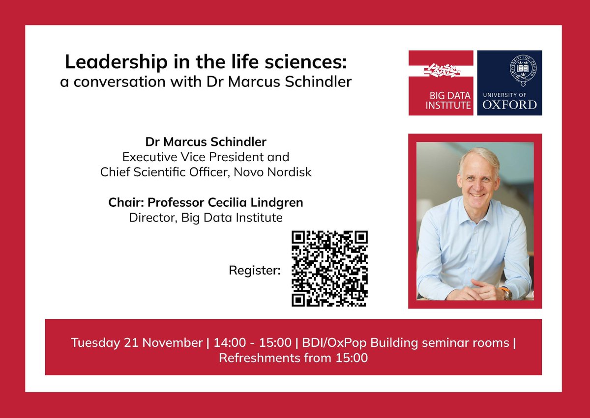 📣 EVENT: 21 November: Leadership in the life sciences: a conversation with Marcus Schindler. Find out more 👉 buff.ly/3SlXMwC